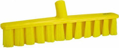 Vikan - 15.25" Fine Particle Polyester Push Broom - 1-7/8" Bristle Length, Plastic Block, European Threaded Handle Connection, Handle Sold Separately - Eagle Tool & Supply