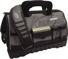 Bucket Boss - 14 Pocket Gray & Black Polyester Tool Bag - 18" Wide x 11" Deep x 13" High - Eagle Tool & Supply