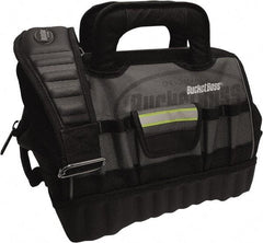 Bucket Boss - 14 Pocket Gray & Black Polyester Tool Bag - 14" Wide x 10" Deep x 11" High - Eagle Tool & Supply