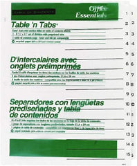 Office Essentials - 11 x 8 1/2" 1 to 15" Label, 15 Tabs, 3-Hole Punched, Preprinted Divider - White - Eagle Tool & Supply