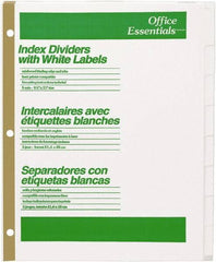 Office Essentials - 11 x 8 1/2" 1 to 8" Label, 8 Tabs, 3-Hole Punched, Customizable Divider - White - Eagle Tool & Supply