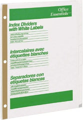 Office Essentials - 11 x 8 1/2" 1 to 5" Label, 5 Tabs, 3-Hole Punched, Customizable Divider - White - Eagle Tool & Supply