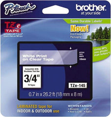 Brother - 3/4" Wide x 314.4" Long, Clear Plastic/Paper Tape Cassette - For Label Maker - Eagle Tool & Supply