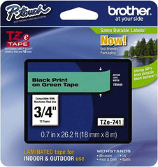 Brother - 0.7" Wide x 314.4" Long, Green Plastic/Paper Tape Cassette - For Label Maker - Eagle Tool & Supply