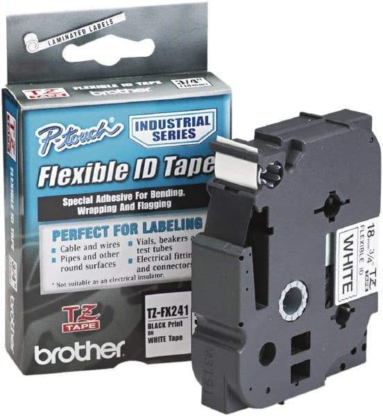 Brother - 3/4" Wide x 314.4" Long, White Plastic/Paper Tape Cassette - For Label Maker - Eagle Tool & Supply