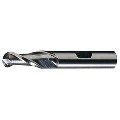 ‎9/16″ Dia. × 1/2″ Shank × 1-1/8″ DOC × 3-3/8″ OAL, HSS Bright, Spiral , 2 Flute, CW Helix, Weldon, Ballnose End Mill