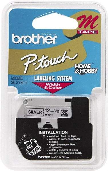 Brother - 1/2" Wide, Silver Tape Cassette - For Label Maker - Eagle Tool & Supply