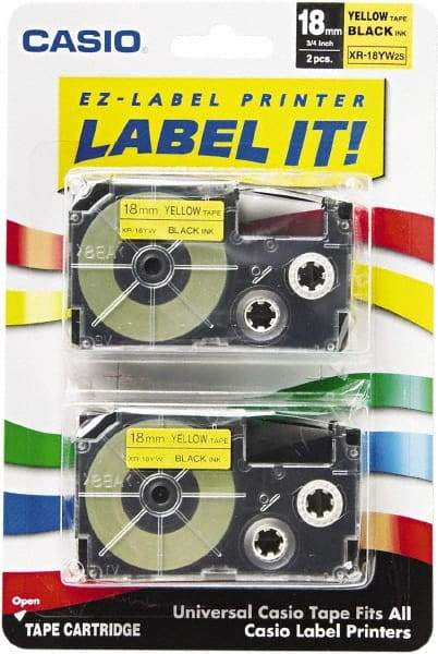 Casio - 312" Long, Yellow Tape Cassette - For Label Maker - Eagle Tool & Supply