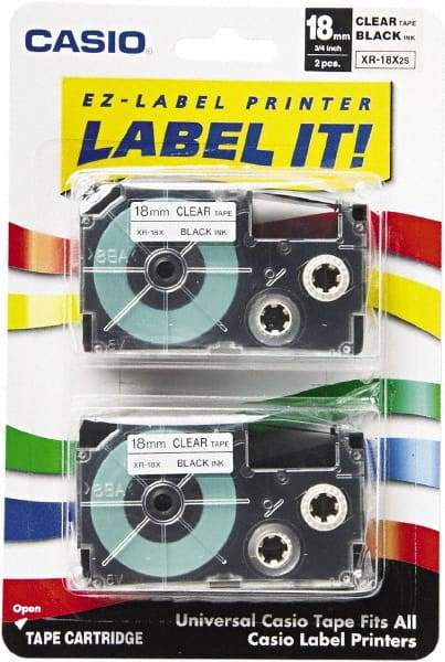 Casio - 312" Long, Clear Tape Cassette - For Label Maker - Eagle Tool & Supply