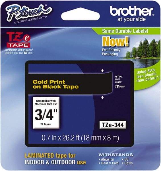 Brother - 3/4" Wide, Black Tape Cassette - For Label Maker - Eagle Tool & Supply