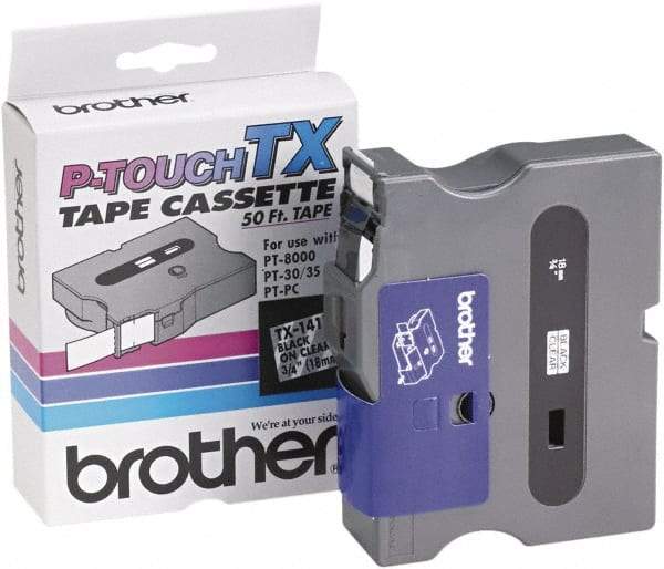 Brother - 3/4" Wide x 600" Long, Clear Tape Cassette - For Label Maker - Eagle Tool & Supply