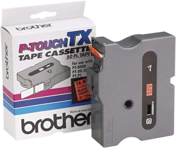 Brother - 1" Wide x 600" Long, Fluorescent Orange Tape Cassette - For Label Maker - Eagle Tool & Supply