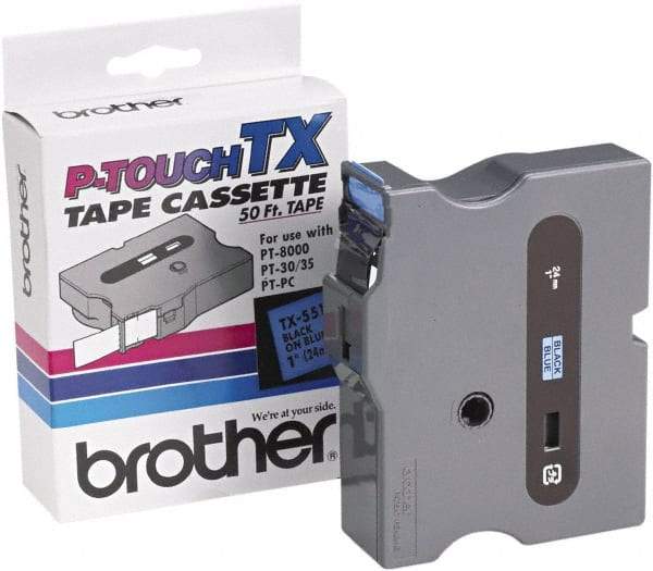 Brother - 1" Wide x 600" Long, Blue Tape Cassette - For Label Maker - Eagle Tool & Supply