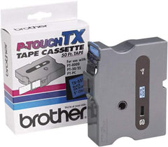 Brother - 1" Wide x 600" Long, Blue Tape Cassette - For Label Maker - Eagle Tool & Supply