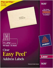 AVERY - 1" Wide x 2-5/8" Long, Clear Paper Shipping Label - For Laser Printers - Eagle Tool & Supply