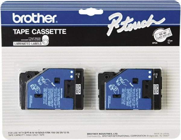 Brother - 1/2" Wide x 312" Long, Clear Label Tape - For Label Maker - Eagle Tool & Supply