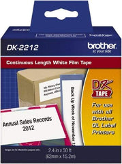 Brother - 2.4" Wide x 600" Long, White Film Label Tape - For PC Label Printers - Eagle Tool & Supply