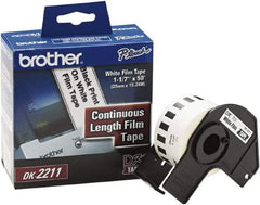 Brother - 1-3/32" Wide x 600" Long, White Film Label Tape - For PC Label Printers - Eagle Tool & Supply