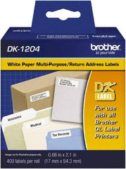 Brother - 0.66" Wide x 2-7/64" Long, White Paper Multi-Purpose Label - For PC Label Printers - Eagle Tool & Supply