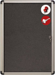 MasterVision - 28" Wide x 38" High Enclosed Cork Bulletin Board - Fabric & Aluminum Frame, Black & Aluminum - Eagle Tool & Supply