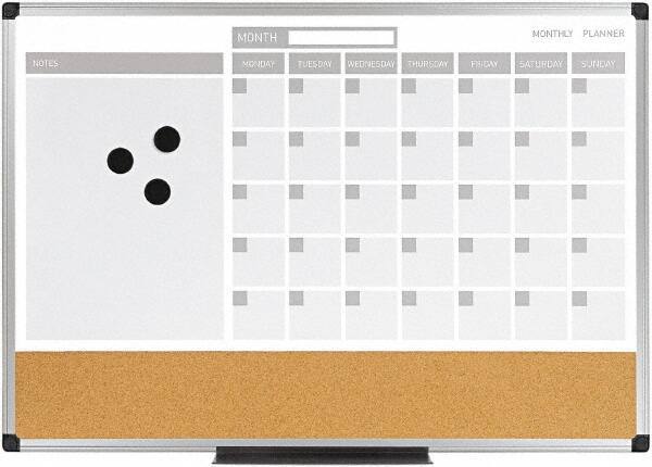 MasterVision - 18" High x 24" Wide Combination, Bulletin/Magnetic Dry Erase Calendar - Steel - Eagle Tool & Supply