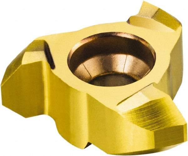 Sandvik Coromant - 327-CH Grade 1025 Carbide Chamfer Milling Tip Insert - TiCN/TiN Finish, 3 Flutes, 11.7mm Cutting Diam, 1/32" Depth of Cut, 3.5mm Extension, 0° Helix - Eagle Tool & Supply