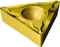 Sandvik Coromant - TCMT1.81.51 UM Grade 235 Carbide Turning Insert - TiCN/TiN Finish, 60° Triangle, 7/32" Inscr Circle, 3/32" Thick, 1/64" Corner Radius - Eagle Tool & Supply