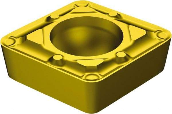 Sandvik Coromant - CCMT21.52 WF Grade 3005 Carbide Turning Insert - TiCN/Al2O3/TiN Finish, 80° Diamond, 1/4" Inscr Circle, 3/32" Thick, 1/32" Corner Radius - Eagle Tool & Supply