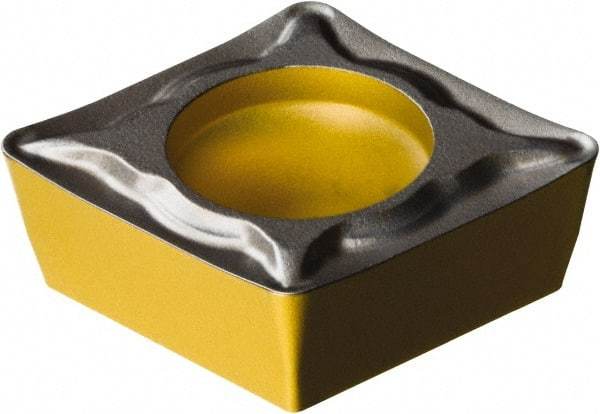 Sandvik Coromant - CPMT32.52 UM Grade 1515 Carbide Turning Insert - TiCN/Al2O3/TiN Finish, 80° Diamond, 3/8" Inscr Circle, 5/32" Thick, 1/32" Corner Radius - Eagle Tool & Supply