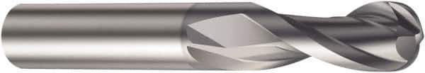 Sandvik Coromant - 9mm Diam, 16mm LOC, 2 Flute Solid Carbide Ball End Mill - AlCrN Finish, 72mm OAL, 10mm Shank Diam, Ball Flute - Eagle Tool & Supply