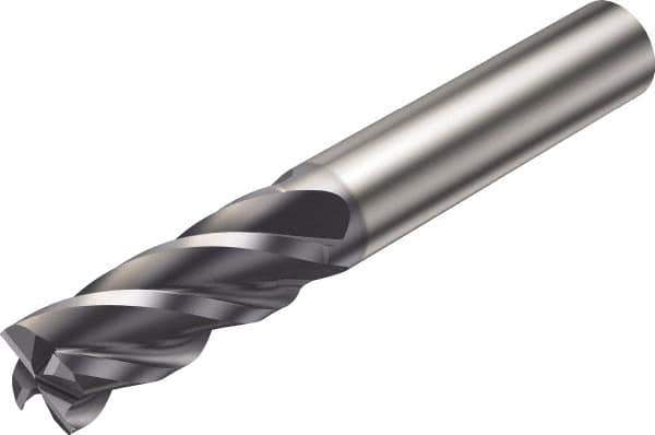 Sandvik Coromant - 25mm, 4 Flute, Solid Carbide, Corner Radius End Mill - 121mm OAL, 42° Helix, Right Hand Flute, 52mm LOC, Right Hand Cut - Eagle Tool & Supply