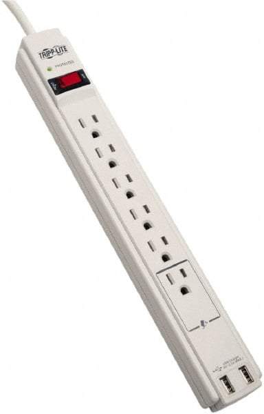 Tripp-Lite - 6 Outlets, 120 VAC15 Amps, 6' Cord, Power Outlet Strip - Floor, Keyhole Mount, 5-15 NEMA Configuration, 13" Strip - Eagle Tool & Supply