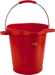 Vikan - 5 Gal, 18" High, Polypropylene Round Red Single Pail with Pour Spout - Handle Included, 15.4mm Top Length x 18.9" Top Width x 18.9" Top Diam - Eagle Tool & Supply