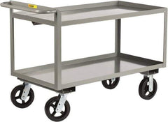 Little Giant - 2,000 Lb Capacity, 30" Wide x 53-1/2" Long x 30" High Shelf Cart - 2 Shelf, Steel, 2 Rigid/2 Swivel Casters - Eagle Tool & Supply