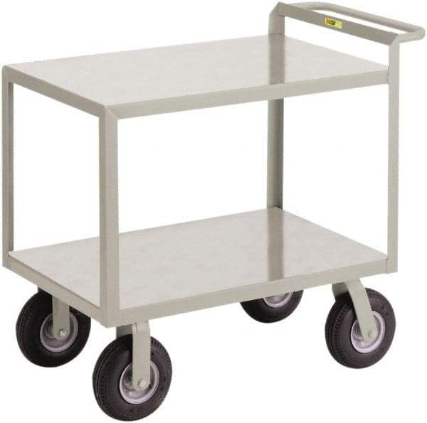 Little Giant - 1,200 Lb Capacity, 24" Wide x 41-1/2" Long x 34" High Shelf Cart - 2 Shelf, Steel, 2 Rigid/2 Swivel Casters - Eagle Tool & Supply