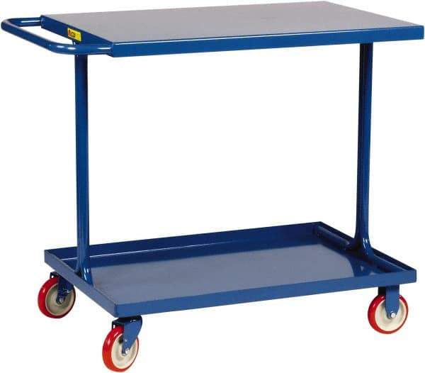Little Giant - 600 Lb Capacity, 18" Wide x 37-1/2" Long x 35" High Shelf Cart - 2 Shelf, Steel, 2 Rigid/2 Swivel Casters - Eagle Tool & Supply