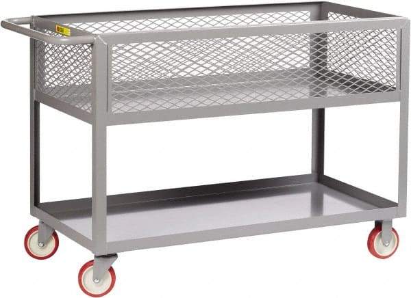 Little Giant - 1,200 Lb Capacity, 24" Wide x 41-1/2" Long x 35" High Deep Shelf Cart - 2 Shelf, Steel, 2 Rigid/2 Swivel Casters - Eagle Tool & Supply