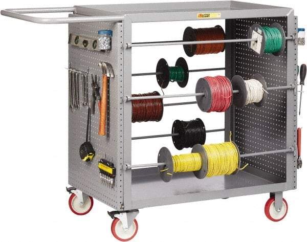 Little Giant - 24" Wide x 54-1/4" Long x 41-1/2" High Wire Spool Cart - 2 Shelf, Steel, 2 Rigid/2 Swivel Casters - Eagle Tool & Supply