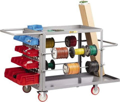 Little Giant - 24" Wide x 65" Long x 35" High Wire Spool Cart - 2 Shelf, Steel, 2 Rigid/2 Swivel Casters - Eagle Tool & Supply