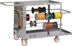 Little Giant - 24" Wide x 65" Long x 35" High Wire Spool Cart - 2 Shelf, Steel, 2 Rigid/2 Swivel Casters - Eagle Tool & Supply