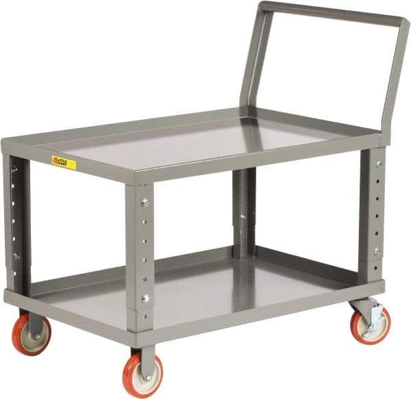Little Giant - 1,200 Lb Capacity, 24" Wide x 39" Long x 37-1/2" High Heavy Duty Service Cart - 2 Shelf, Steel, 2 Rigid/2 Swivel Casters - Eagle Tool & Supply