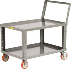 Little Giant - 1,200 Lb Capacity, 24" Wide x 39" Long x 37-1/2" High Heavy Duty Service Cart - 2 Shelf, Steel, 2 Rigid/2 Swivel Casters - Eagle Tool & Supply
