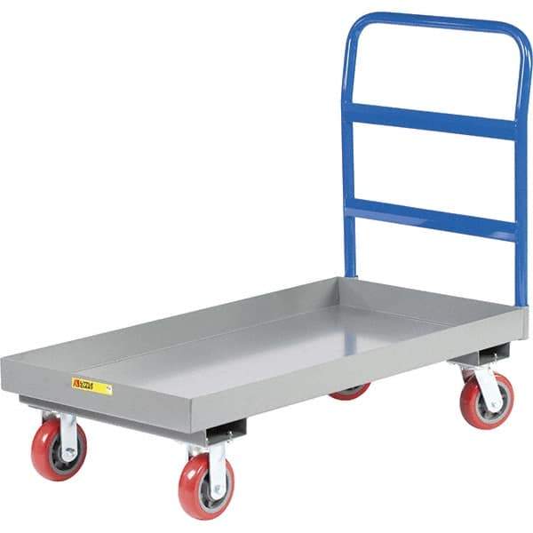 Little Giant - 3,600 Lb Capacity Steel Platform Truck - Steel Deck, 24" OAW, 36" Platform Length, Polyurethane Casters - Eagle Tool & Supply