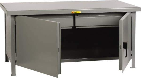 Little Giant - 72 Wide x 30" Deep x 34" High, 7 Gauge Steel Workbench - Fixed Legs, Gray - Eagle Tool & Supply