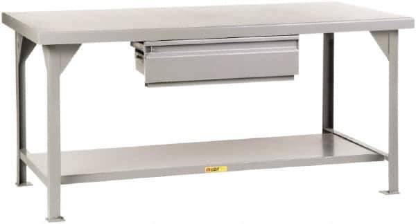 Little Giant - 36 Wide x 30" Deep x 34" High, 7 Gauge Steel Workbench - Fixed Legs, Gray - Eagle Tool & Supply