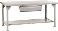 Little Giant - 36 Wide x 30" Deep x 34" High, 7 Gauge Steel Workbench - Fixed Legs, Gray - Eagle Tool & Supply