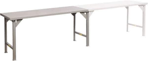 Little Giant - 60 Wide x 30" Deep x 36" High, 12 Gauge Steel Production Table - Fixed Legs, Gray - Eagle Tool & Supply