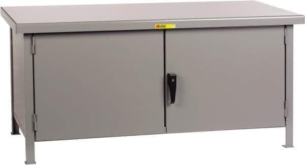 Little Giant - 72 Wide x 30" Deep x 34" High, 7 Gauge Steel Workbench - Fixed Legs, Gray - Eagle Tool & Supply