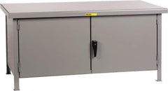 Little Giant - 72 Wide x 30" Deep x 34" High, 7 Gauge Steel Workbench - Fixed Legs, Gray - Eagle Tool & Supply