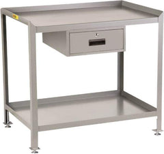 Little Giant - 1 Drawer, 2 Shelf Workstation - 2,000 Lb Capacity, Steel with Flush Front Edge Top, Gray, 24" Wide x 39" High x 36" Long - Eagle Tool & Supply